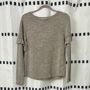 Philosophy Beige Sweater With Ruffles on Sleeve